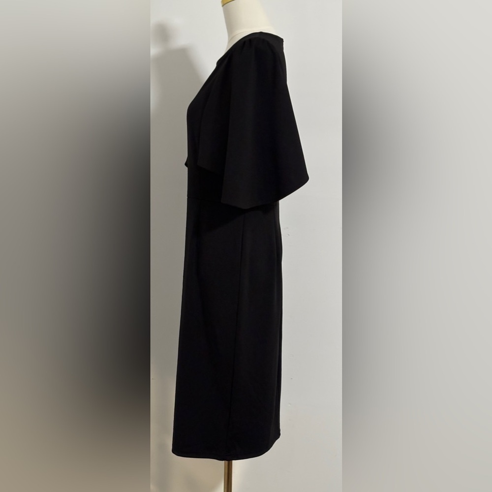 Grace Karin Black 3/4 Ruffle Cape Sleeve Pencil Dress Size Large  SKU 23 - Picture 5 of 10